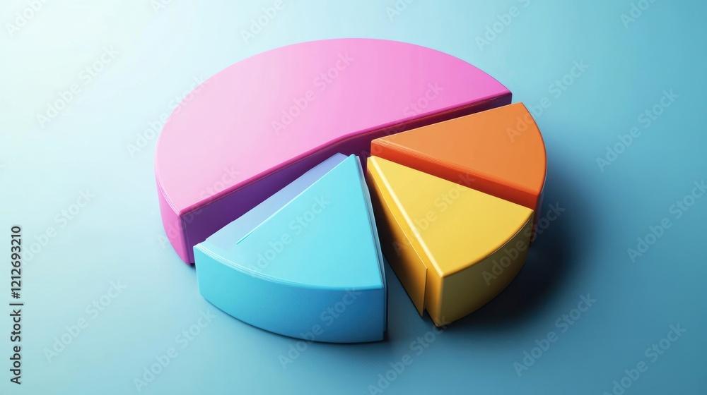 Poster a colorful three dimensional pie chart graphic