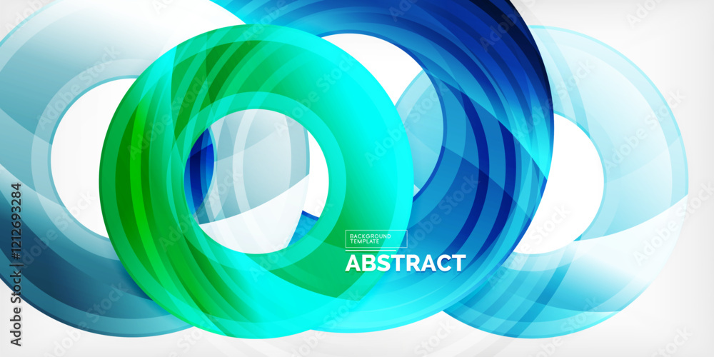 Poster bright colorful circles with light effects. abstract background
