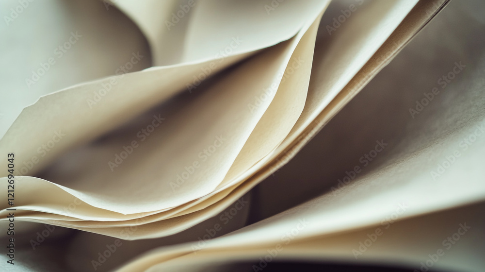 Poster soft folds of textured paper create an elegant and artistic composition