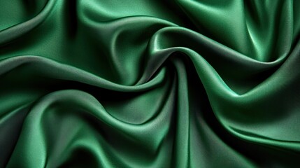 Obraz premium Emerald silk fabric draped, textured backdrop, textile design