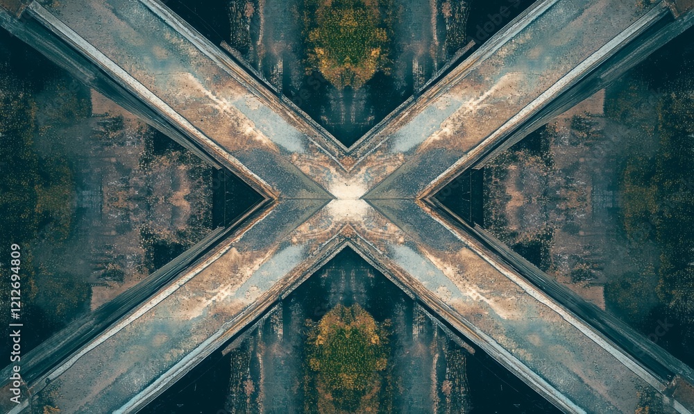 Poster close-up view of a symmetrical us infrastructure highway overpass