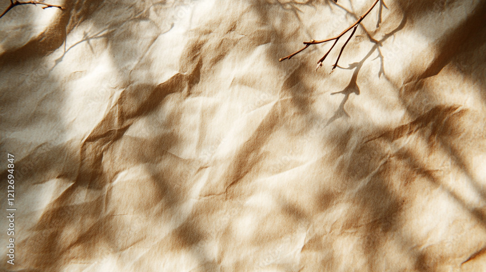Aufkleber shadows cast on textured paper create an artistic pattern in natural lighting