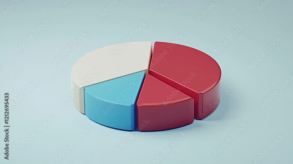Poster A three dimensional pie chart shows data segments
