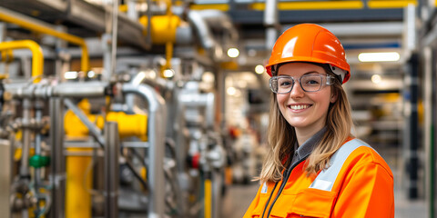 Female Industrial Worker in Factory Setting
