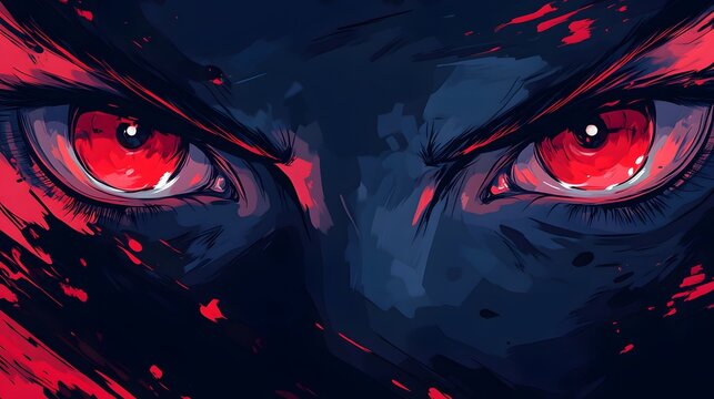 Glaring Red Eyes Dark Abstract Anime Art