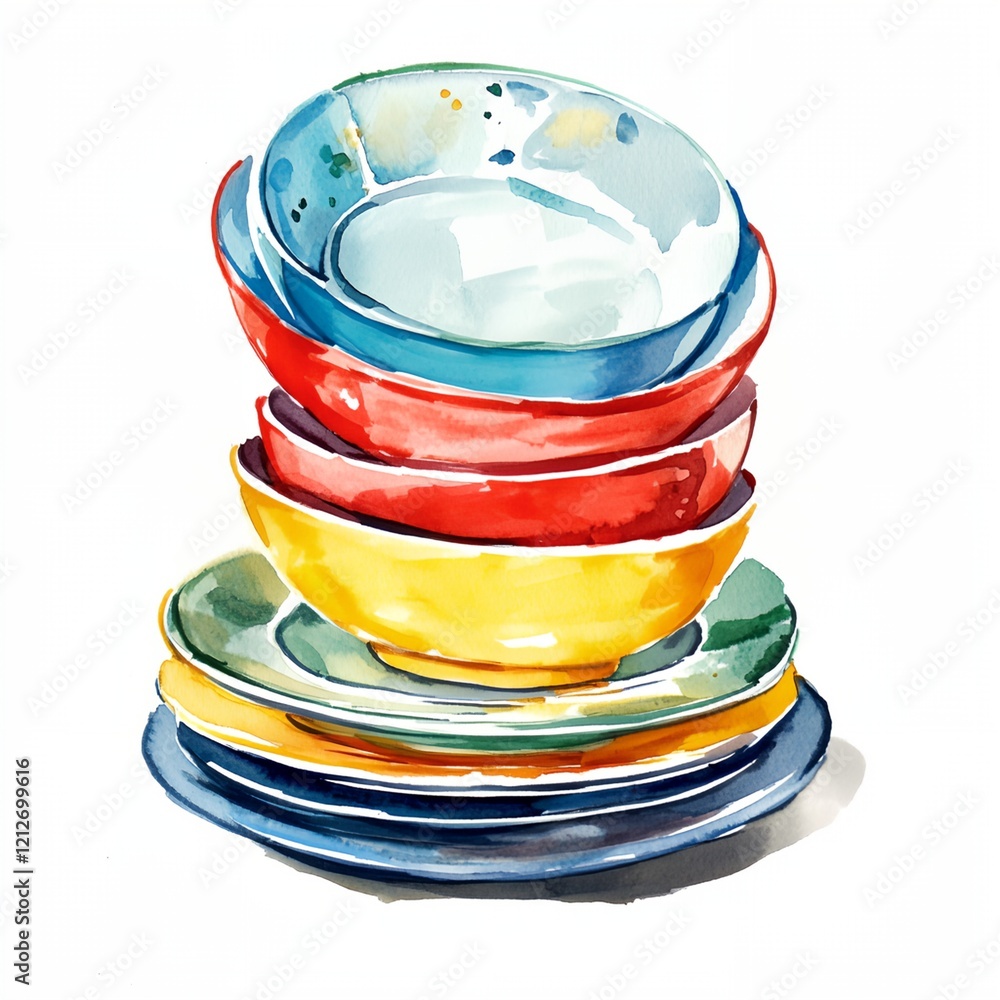 Poster stack of plates with different colors and sizes