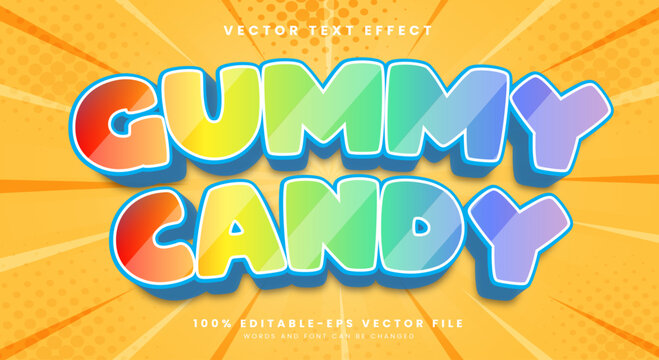 Gummy candy editable text effect template Suitable for rainbow style