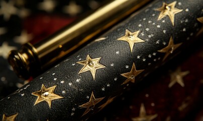 Close-up of Stars on the American Flag with a Focus on the Fabric Texture