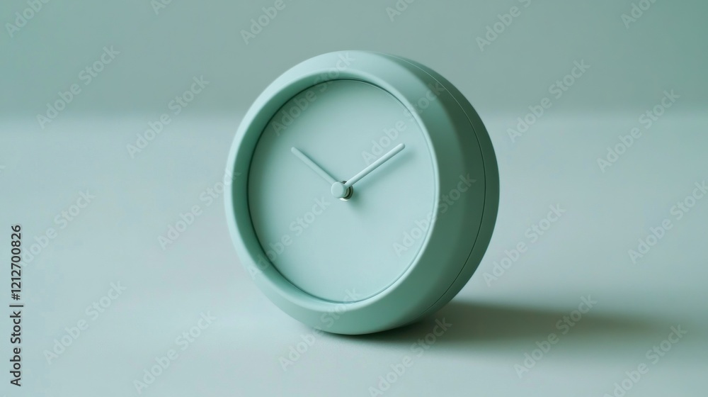 Poster A Pale Green Analog Clock on a Matching Surface