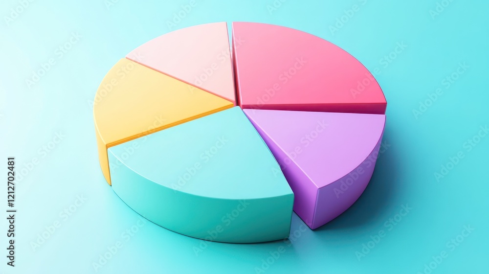 Poster Colorful three dimensional pie chart data representation