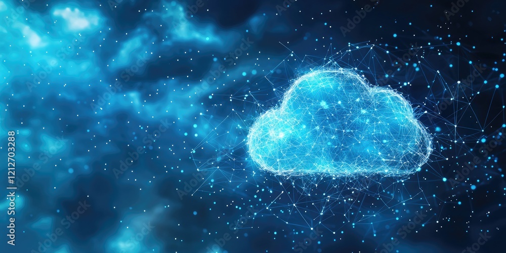 Poster High-tech business environment where virtual collaboration platforms and cloud services are seamlessly integrated into everyday operations.