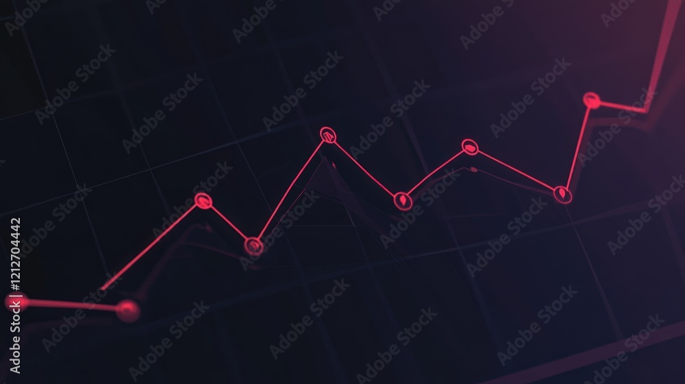 Poster Abstract Red Line Graph On Dark Background