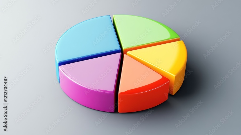 Poster colorful three dimensional pie chart graphic representation