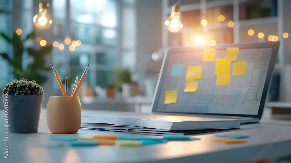 Poster creative brainstorming session with glowing charts in a modern office space enhancing productivity a