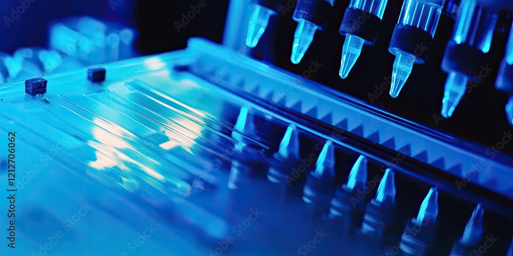 Poster a mass spectrometer analyzing a sample, with the detector displaying peaks that represent different 