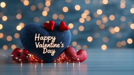 A stunning display features a large heart made of swirls, radiating warmth with an enchanting golden script that joyfully announces Valentine's Day. A lovely backdrop adds to the charm