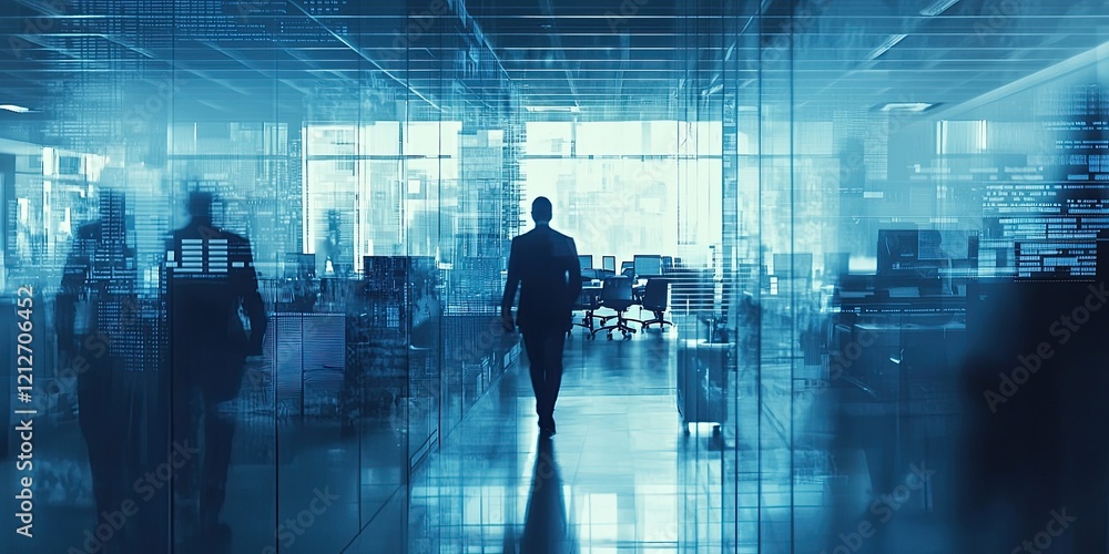 Aufkleber professionals in a modern office utilize sophisticated business software for financial management an