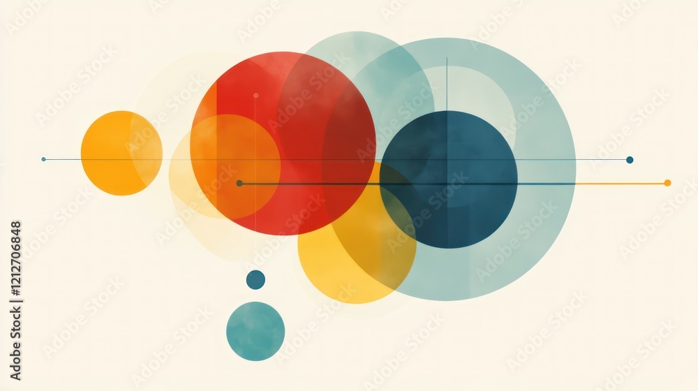 Poster Abstract Colorful Circles and Lines Design