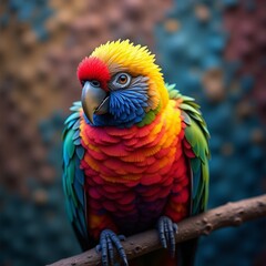 Obraz premium Colorful parrot perched on a branch