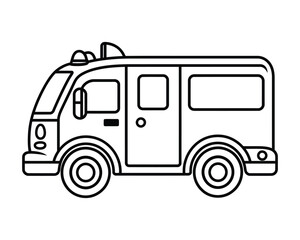 School bus coloring page book vector illustration, simple outline design