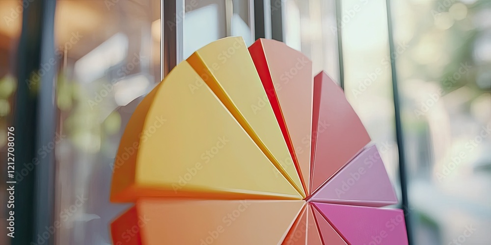 Poster pie chart of market segmentation by region, with clear divisions and percentage labels in a finance 