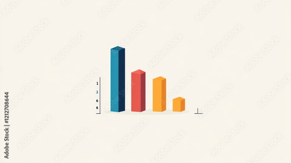 Poster A Colorful Three Dimensional Bar Graph Shows Decreasing Data