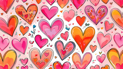 Seamless pattern with heart shape wishing card 