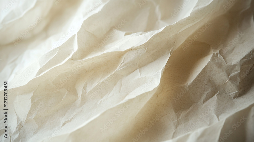 Poster intricate texture of crumpled paper captures light and shadow in subtle details
