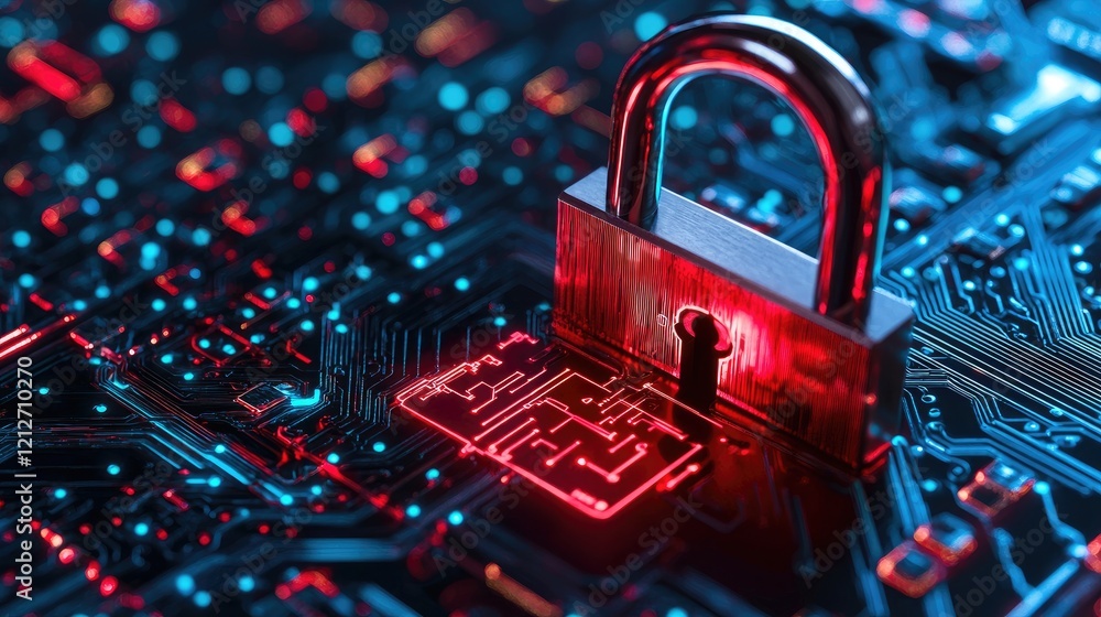Poster macro perspective of network security measures being activated, with a terminal exhibiting encryptio