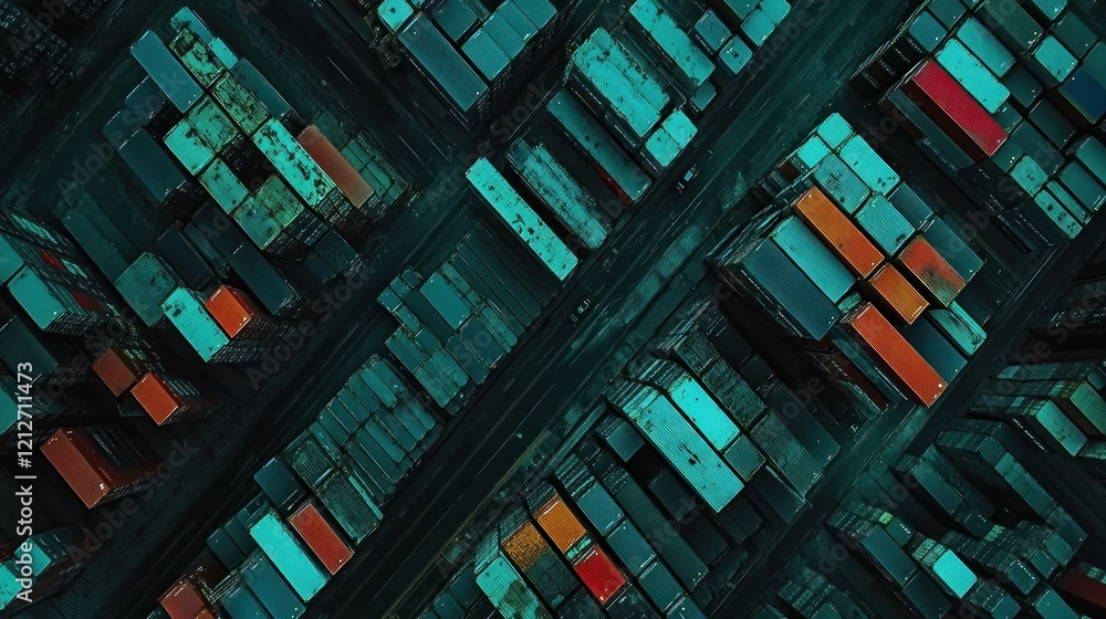 Poster Aerial View of Intersecting Shipping Containers