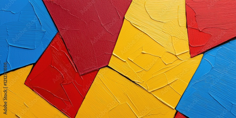Poster flat patches of primary colors with crisp edges, perfect for bold minimalist backgrounds.