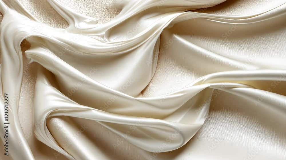 Poster elegant cream-colored silk fabric draping softly with smooth, flowing lines and gentle waves of text