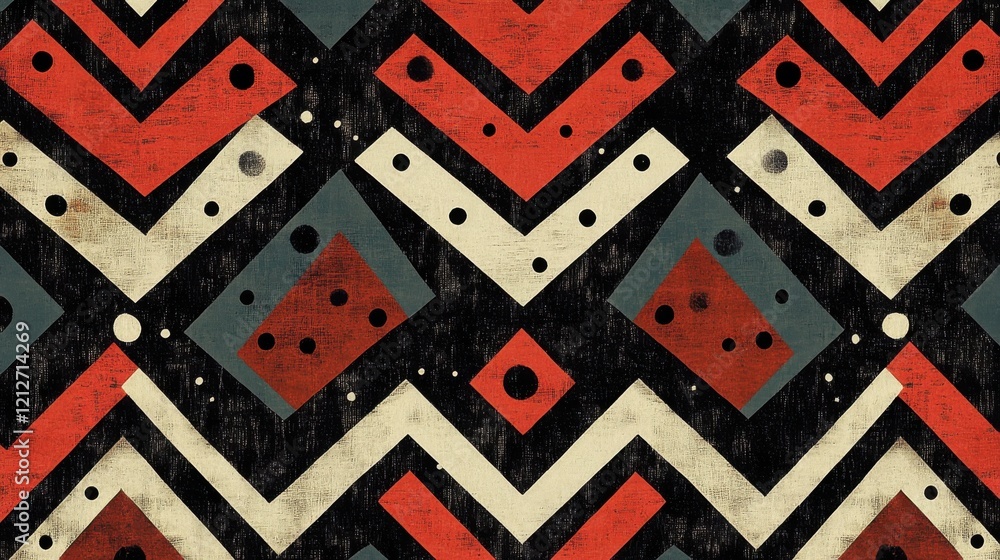 Aufkleber dynamic geometric pattern design featuring overlapping triangles and bold chevrons, abstract art, mo