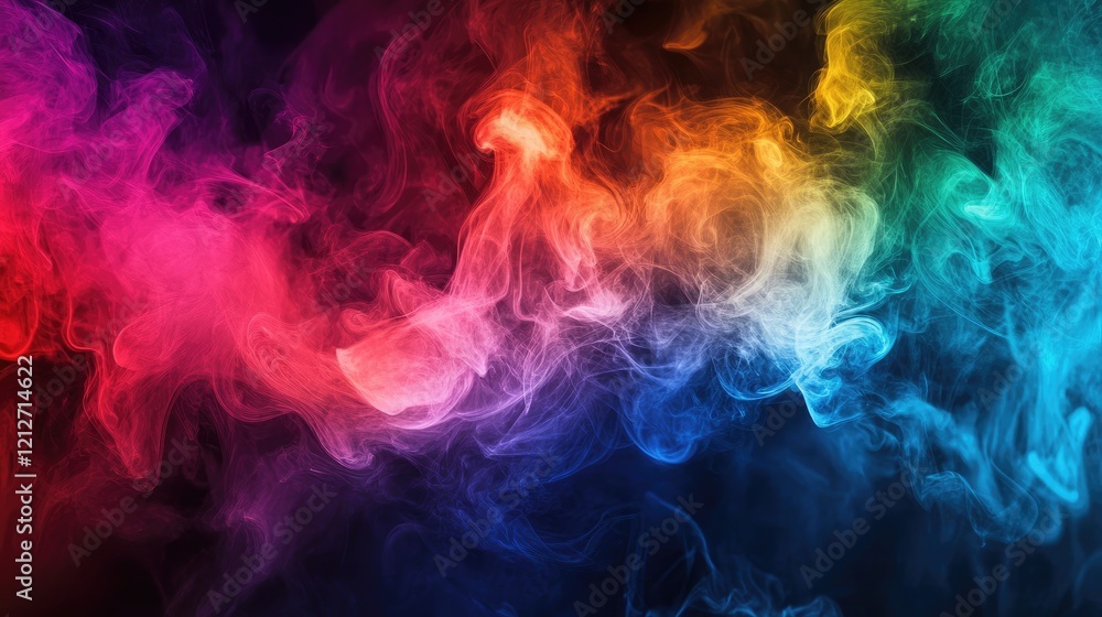 Aufkleber Colorful Swirling Smoke in Neon Shades Creating a Dynamic Abstract Background for Artistic and Creative Design Projects