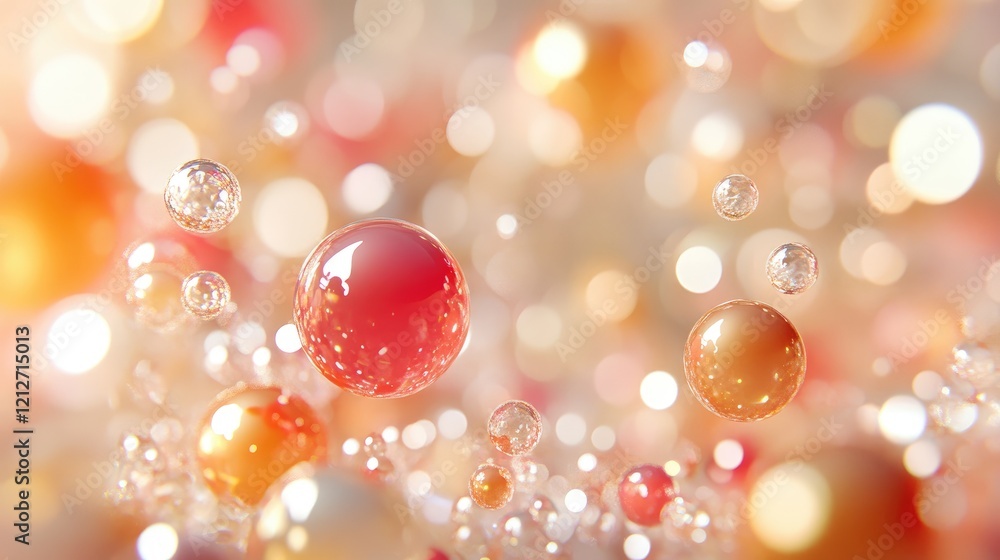 Aufkleber Colorful abstract bubbles and circles over a soft bokeh background creating a dreamy and vibrant visual atmosphere.