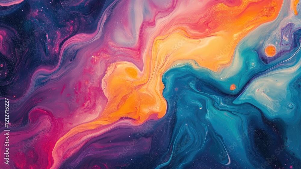 Poster vibrant abstract background with colorful swirls and cosmic elements for creative design and artisti