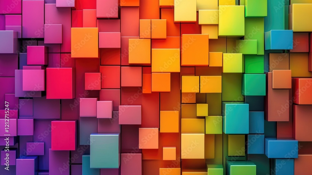 Aufkleber Vibrant abstract background with colorful geometric blocks creating a visually striking and modern design suitable for various creative projects