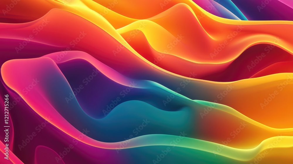 Poster vibrant abstract wave patterns with colorful gradients in a dynamic techno style background design