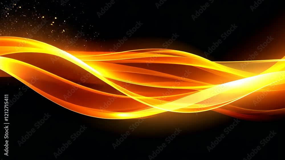 Poster bright golden waves of light swirl gracefully against a dark background, creating an enchanting visu