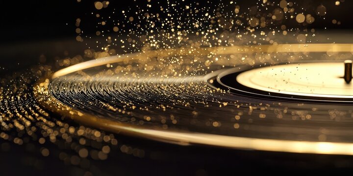 Gold record with a lot of sparkles on it