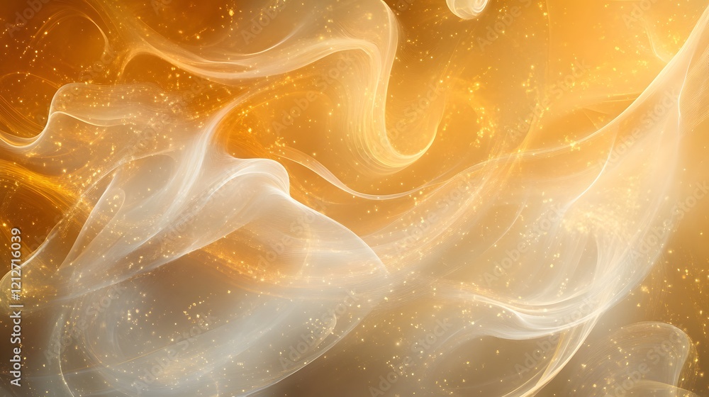 Poster ethereal abstract background with golden haze and soft swirls