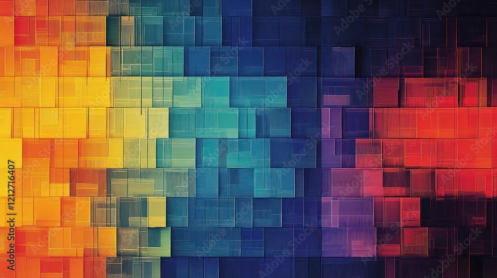 Aufkleber abstract colorful square pattern digital art