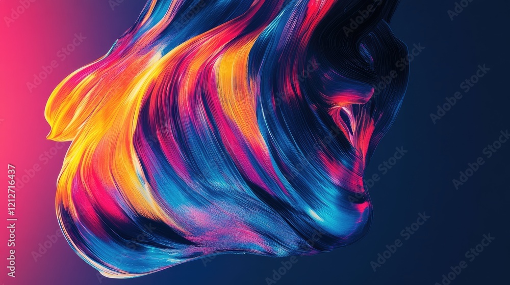 Poster bold and colorful abstract fluid art featuring dynamic and flowing brushstrokes