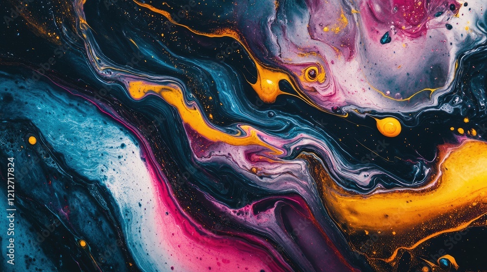 Aufkleber Fluid Color Harmony in Abstract Art with Bold Swirls and Dynamic Textures for Modern Decor