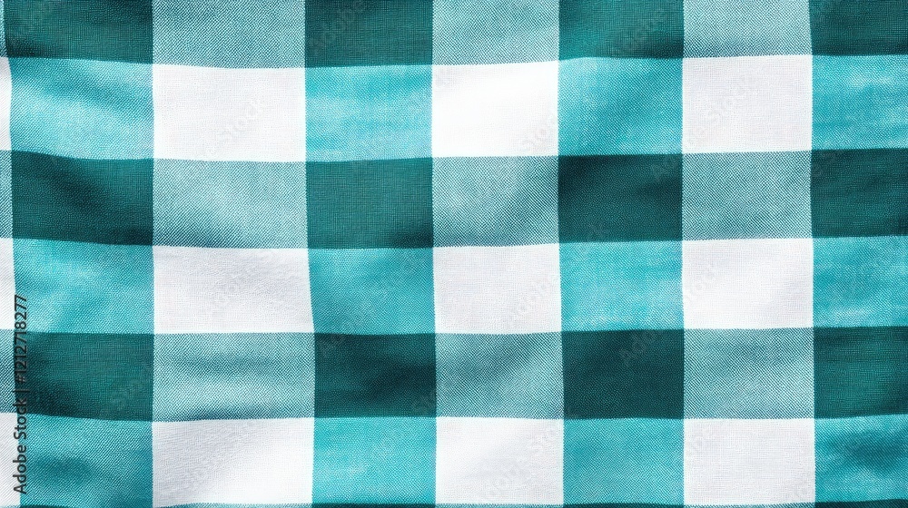 Aufkleber turquoise and white buffalo check plaid fleece fabric texture for textile design and background appl