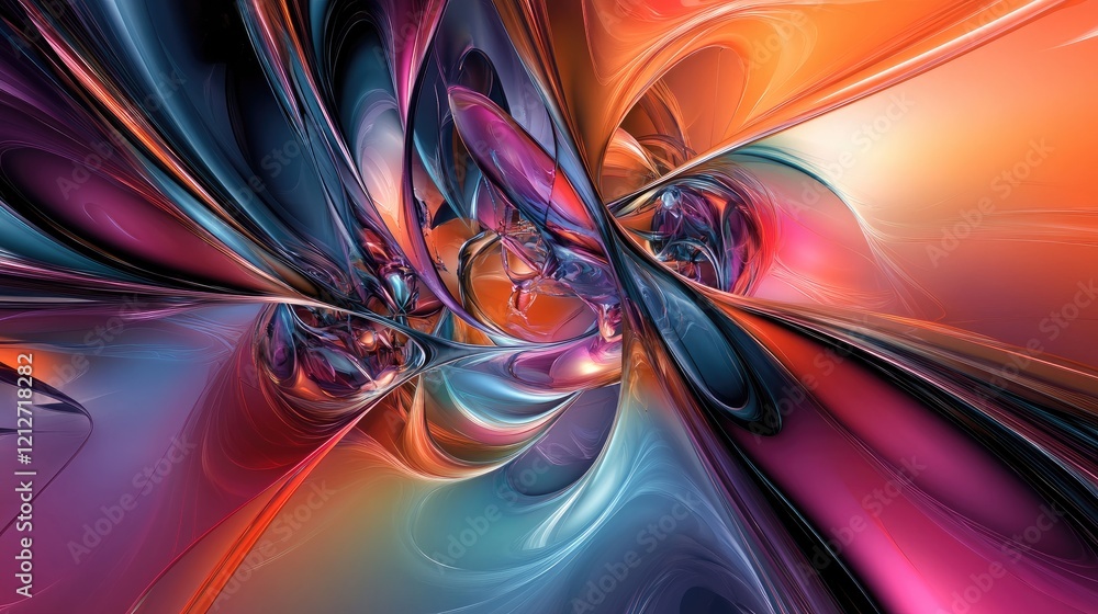Aufkleber Dynamic Swirls of Colorful Abstract Art on Canvas Creating a Vivid Visual Experience