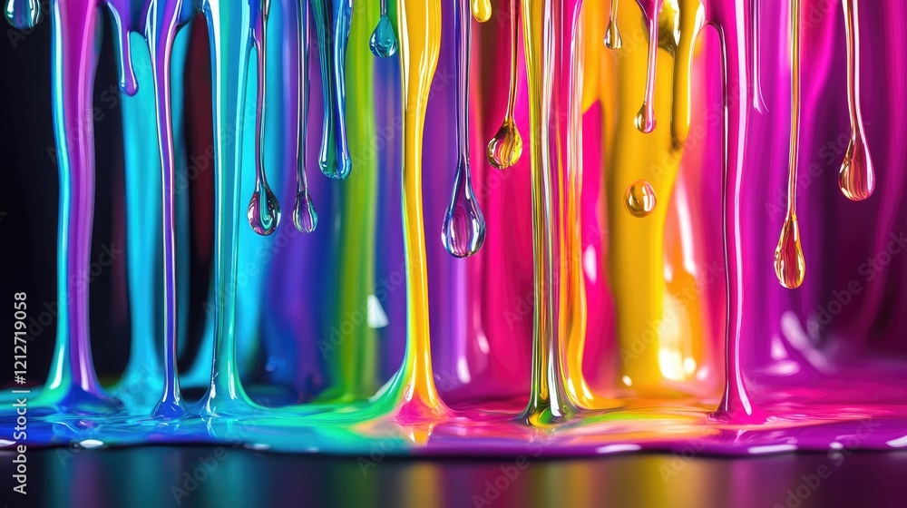 Aufkleber colorful fluid paint drips create a mesmerizing abstract artwork showcasing vibrant hues and dynamic