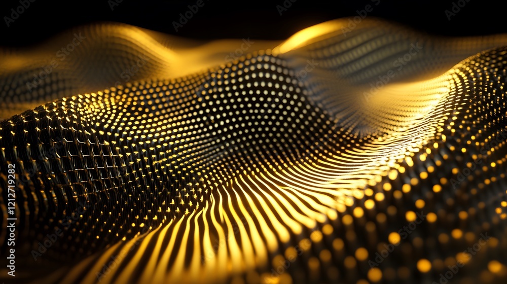 Poster abstract golden wave pattern with curves and light reflection