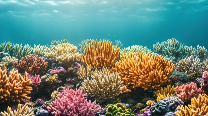 Vibrant Underwater Coral Reef Scene Ocean Life