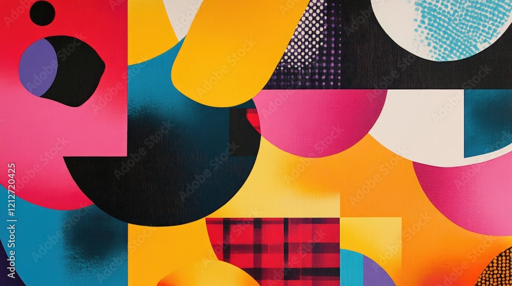 Aufkleber Colorful Abstract Digital Composition with Geometric Shapes and Bold Patterns for Modern Art Design Usage